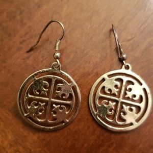 Gold Hook Medallion Earrings